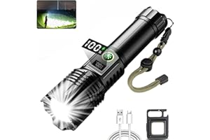 UNAGEA Rechargeable LED Torch,Super Bright 1000000 High Lumens Torches with 5 Modes, Powerful USB-C Flashlight 26650 Battery Long Lasting, Waterproof Tactical Flash Light for Camping, Emergencies