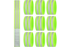 BELIHOME Reflektierenden Bändern, 10 Stück Reflektierendes Sicherheitsarmband, Reflektor-Sicherheitsband für Outdoor-Joggen Hosenclip-Fahrrad Wandern Motorradfahren