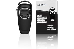 TruePets® 2-in-1 Dog Clicker - Clicker with Dog Whistle - Clicker Dog - Ideal for Dog Training - Clicker Doog - Clicker Cat - Clicker Training Cat - Cat/Dog Whistle (Black)