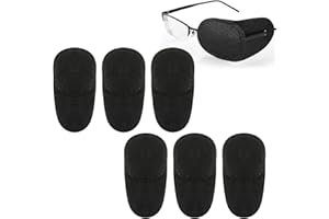 BREMOROU 6 parches de ojo para gafas, parche reutilizable para cubrir el ojo izquierdo y derecho, parche para el ojo médico para adultos para niños ojos perezosos ambliopía estrabismo (negro)