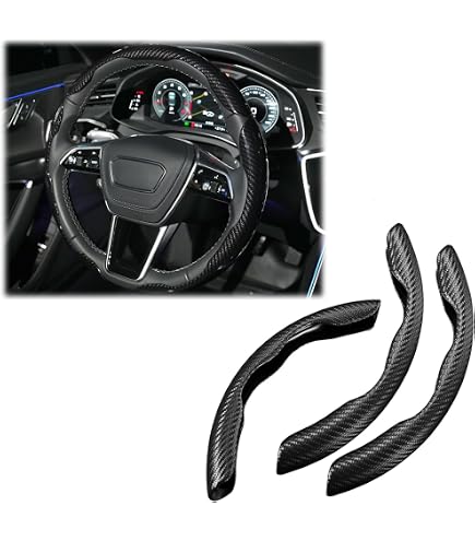 Coprivolante In Fibra Di Carbonio 7VSHOTS - Set 3 Pezzi, Superficie Lucida Antiscivolo, Universale Per Volanti O E D