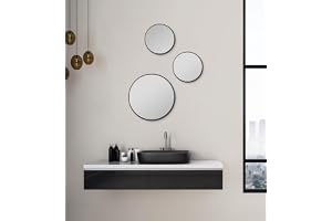 Talos Picasso spegel, svart, Ø 25 cm – rund väggspegel med aluminiumram för badrum – elegant, funktionell spegel för snygg atmosfär.