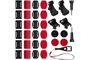 Baxcdyswe 35 Piezas Soporte para Casco de Cámara Kit, Plano y Curvo Montura Adhesiva para Casco, Compatibile Gopro Hero 12, 11, 10, 9, 8, 7, 6, 5, Session, Hero 4, 3, 3+, 2, 1 Cámaras Acción