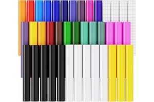 EPRCUT Vinylfolie Plotter, Selbstklebende Folie 30,5 * 30,5cm, Plotterfolie Viny Matte für Cricut, 40 Stück, 24 Farben und 4 Transferfolie für Silhouette Cameo, Dauerhaften Aufklebern, DIY