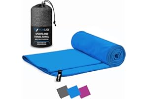 VOXLAY Microfibre towel - compact, ultra lightweight & quick dry - perfect for gym, camping towel, travel towel, 200x100cm, Light Blue - beach towel, swimming, camping & hiking