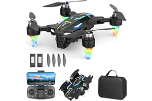 Drone avec 2 Caméra Réglage électrique Caméra, GuKKK 4K Mini Drone Caméra Pliable Active d'évitement d'obstacles, Drone Quadricoptère FPV WiFi Télécommandé, avec 2 Batteries, pour Débutants