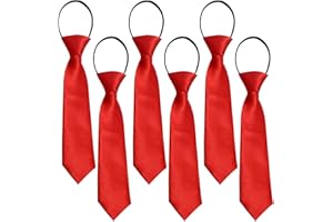 FUIPVGI 6 Pezzi Cravatta da Bambini Con Elastico, Pre-legata, Effetto Seta Lucida per Ragazze e Ragazzi, Uniforme, Nozze, Festa