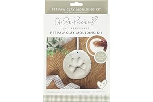OH SO PRECIOUS PET KEEPSAKES Clay Pet Paw Impression Kit | Recuerdo de moldeo de arcilla para perros y gatos | Fácil de usar | Huellas conmemorativas, cachorros y gatitos | Arcilla de secado al aire