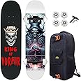 jaspo Downtown Surfers Skateboard For Adults,Kids, 7-Layer Canadian Maple Wood Deck,Professional Skateboard For Boys, Girls, Beginners, Pros (Deck Size 31" X 8" Inches, King Of Vormir), Multi
