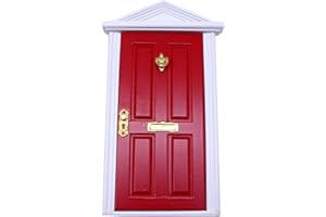 NABETA DECO Holz Wichteltür Weihnachtsdekoration Mini Holz Elfen Tür Rot Rosa Blau Puppe Haus Möbel Dekoration Zubehör Tür Öffbar…