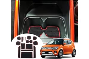 GAFAT Suzuki Ignis 2017-2024 2025 Non-Slip Mats, Rubber Mats for Car Centre Console Armrest, Drink Holder, Door Slots, Suzuki Ignis Accessories (Red)
