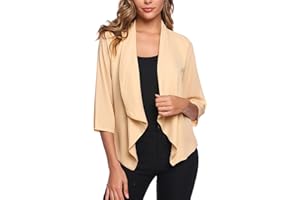 Irevial Coprispalle Donna Cardigan Chiffon a Maniche 3/4 Elegante Bolero Donna Elegante Leggero Primavera Estivo