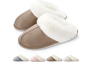 RUVVDR Hausschuhe Damen Herren Winter Warme Pantoffeln Damen Herren mit Memory Foam Flauschige Plüsch Weiche Rutschfeste Slippers Innen Außen
