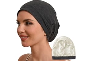 Hat Hut Seidenmütze Schlafmütze aus 100% Maulbeerseide gefüttert, Silk Bonnet, Haube für lockiges Haar, Schlafhaube zum Schlafen, Slouchy Beanie
