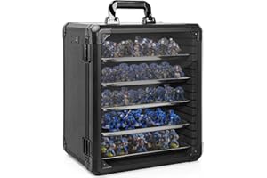 AKOZLIN Maletín de almacenamiento en miniatura con cerradura, 5 compartimentos metálicos magnéticos y marco de aluminio (M-13,5 × 10,6 × 15,7 pulgadas)