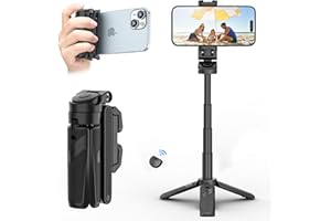 ULANZI JJ02 Handy Stativ Ständer, 3 in 1 Bluetooth Selfie Stick Handy Griff Capgrip mit Fernbedienung, Ausziehbares Mini Stativ Handyhalterung für iPhone/Samsung/Android Smartphones, 2 Kaltschuh