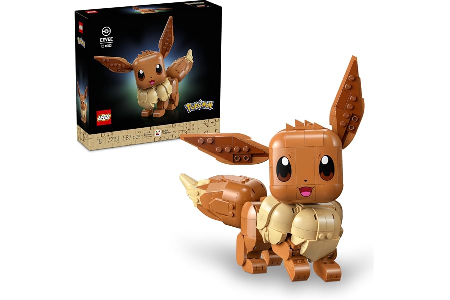 LEGO Pokémon Eevee - Kit de Construcción para Adultos - Maqueta 3D de Puzzle Anime - Figura Articulada con Extremidades, Orej