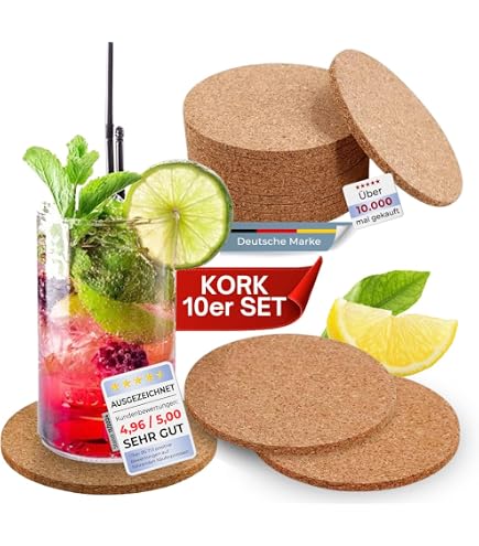 3D LiveLife Kork-Untersetzer Mit Weißen Haien – Rutschfeste Getränkematte 11x11 Cm, Lizensiertes Kunstwerk
