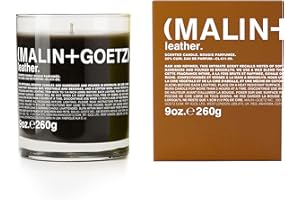 (MALIN + GOETZ) Malin + Goetz Vela de cuero, fragancia artesanal de artículos de cuero, mezcla de cera natural, aroma moderno y tradicional, vegano y libre de crueldad, mecha de algodón, dura 60 horas