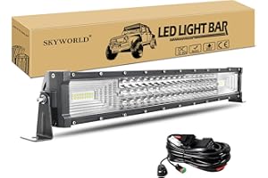 SKYWORLD 22 Pulgadas 270 W Triple Fila Barra de luz LED de Trabajo Spot Flood Combo Beam con Conector DT Kit de arnés de cableado para Conducir vehículos Todo Terreno 4x4 Atvs Utvs Lámpara antiniebla