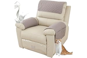 ZGDDPZA Armchair Arm Cover,Headrest Cover for Recliner Sofa Quilted Chair Arm Cover with Pockets Waterproof Non Slip Sofa Protectors Pet Dog (Light Gray,1 Seater 3pcs)