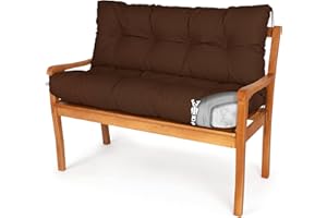 Spatium Bankauflage abnehmbar Bezug wasserdicht Sitz + Rücken gesteppt Bankkissen Bankpolster Polsterauflage Auflage für Gartenbank 30 Größen zur Auswahl, 7 Farben(120 x 80 x 10cm Braun)