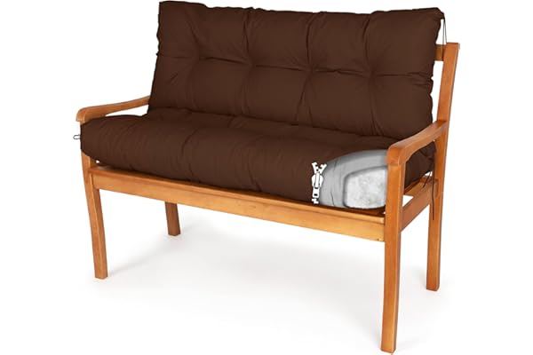 Spatium Cojines para Bancos Asiento + Respaldo Funda desenfundable, Impermeable 30 tamaños para Elegir de 7 Colores(200 x 120 x 10cm Marrón)