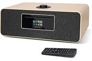 MangoKit MS5 Stereo Internet Radio with CD Player,Digital DAB/DAB+ and FM Radio,Bluetooth Speaker,Spotify Connect,Dual Alarms Clock,USB,Colour Display & Remote Control (Light white oak)
