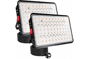 Indmird Faretto LED da Esterno 200W, 2 Pezzi 20000LM Faro Leds da Esternos 3000K Bianco Caldo Faretti led esterno IP66 Impermeabile Faretto da esterno per Terrazza Garage Giardino Cortile Piazza