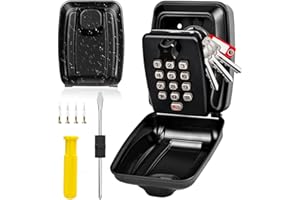 KTUEOV Key Safe with Number Code, Large Key Safe with 12 Digit Wall Mounting Key Cabinet Outdoor Waterproof Key Box with Code Outdoor for Home Office Garages Factory – Black