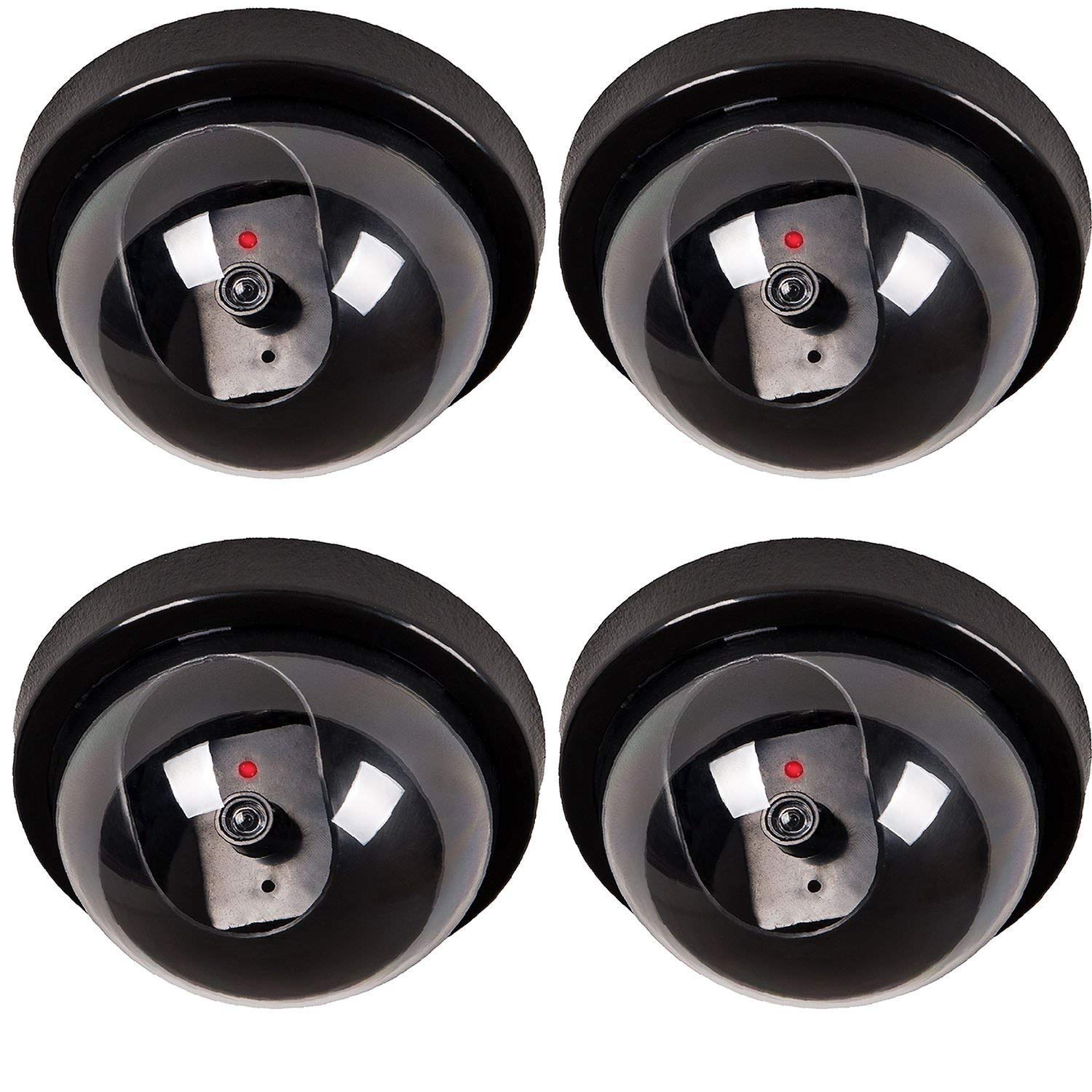MOHAK Dummy CCTV Dome Camera with Blinking Red LED Light for Home or Office Security (Pack of 4)