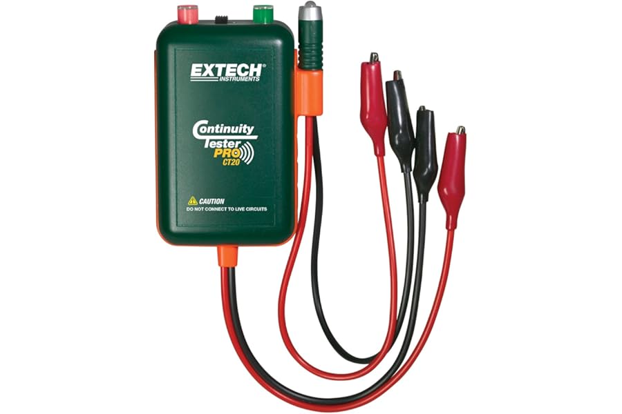 Extech CT20 Remote and Local Continuity Tester with Remote Probe, Audible Tone, Long-Distance Cable Testing, LED Indicators, Hands-Free Operation for Electrical, HVAC, Telecom and Low-Voltage Work