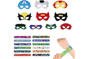 Aomig Masque de Animaux Mignons, 12 Pièces Masques de Animaux Mignons en Feutre avec 12 PCS Animaux Mignons Bracelet Décorations de Fournitures de Fête