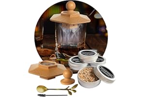 LEEGOHI Kit de Fumoir Cocktail, boîte à Cigarettes de Boisson de copeaux de Bois de 4 Saveurs, boîte à Cigarettes de Whisky pour Les Cocktail enivrés, Ensemble de Cocktails pour Les Amateurs de Whisky