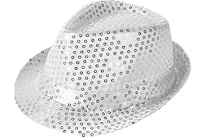Aomig Chapeau à Paillettes Unisexe pour Adulte - Accessoire de Costume Disco pour Fête, Carnaval, Clown (Argent)