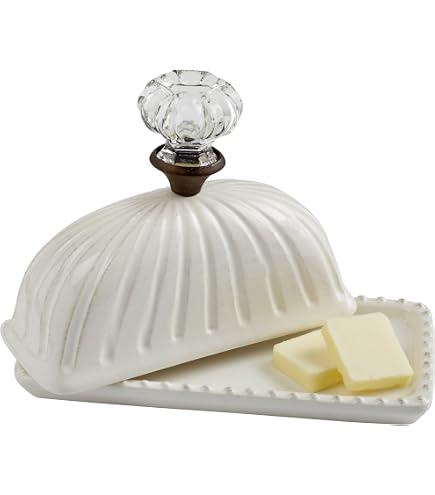 Porta Rotolo Da Cucina Mud Pie Circa – Base In Marmo Bianco E Pomello In Vetro - 2