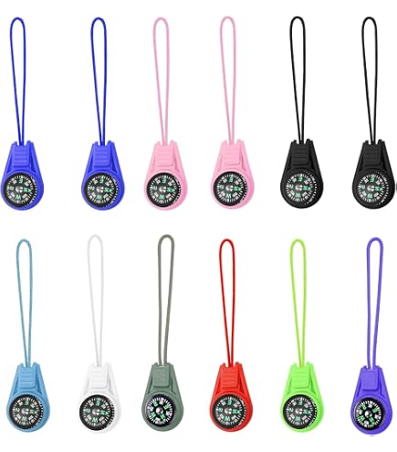 Lot De 9 Mini Boussoles Enfant - Multicolores, Avec Mousqueton, Imperméables, Pour Randonnée