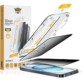 BUFF LABS iPhone 15 Serisi ile Uyumlu 5D Privacy EasyFit 2 Adet Kolay Uygulama Aparatlı Ekran Koruyucu Temperli Cam Hayalet E