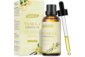HANOLLY Eterisk Olja Vanilj 100ml, Eteriska Oljor Naturlig För Diffusor | Vanilj Eterisk Olja Naturlig Kvalitet, Aromaterapi Olja, För Massage, Ljus, Tvål, Bad, Spa, Förbättra Huden