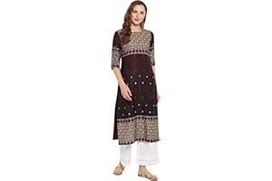 Janasya Indische Tunika Tops Crepe Kurti für Damen