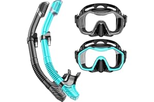 Lealinga Snorkel Set Adults 2Pack, Snorkel Mask Anti-Fog Panoramic View Diving Mask Dry Top Snorkel Kit with Travel Bag Diving Set for Snorkeling Scuba Diving Swimming Travel