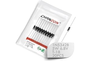 (Packung mit 20 Stück) Chanzon 1N5342B 1N5342 Power Zener Diode 5W 6.8V T-18 (CASE17-02) Axial Dioden 5 Watt 6.8 Volt 6V8
