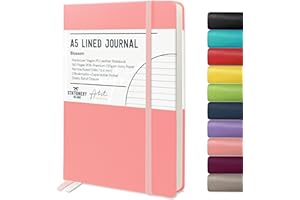 Stationery Island Cuaderno Rayado A5, Tapa Dura con Forro de Libreta con Papel Grueso Premium de 120 g/m², 180 Páginas de Tapa Dura con Rayas Para Escribir, Estudiar, Planificar, Escribir en Diario