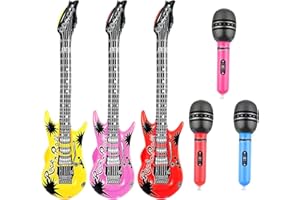 Surcotto Inflatable Guitar Microphone Balloon Set, 6 Pack Musical Instruments Accessories For Kids Adults Party Decoration