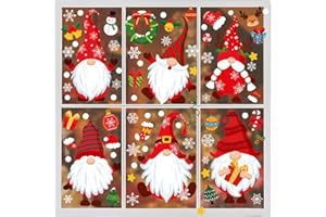 TBSCWYF Vetrofanie Natalizie 9 Fogli Addobbi Natalizi Vetrofanie Natale Rimovibile Statici in PVC DIY Adesivi Natalizi Finestre Contiene Fiocco di Neve Babbo Natale Natalizia Alci