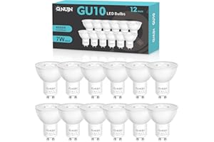 QNUJN GU10 LED Bulbs, Cool White 6000K LED Light Bulbs,7W 500lm Energy Saving GU10 Bulbs,50W Halogen Spotlight Equivalent,38° Beam Angle, Non-Dimmable, for Home Lighting Decor 12 Packs