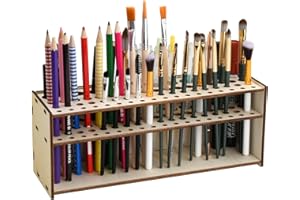 Cozlly Porte-Pinceaux en Bois - Support pour Pinceaux Peinture avec 67 Trous