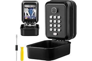 KTUEOV Caja Seguridad Llaves Exterior, Grande Cajetin Llaves con Codigo 12 Dígitos Impermeable Oxidación y Robusto Caja Fuerte para Llaves para Hogar Escuela Garaje Oficina-Negro