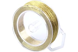 RUNFENG 1 Rolle 50M Goldfaden 0.4MM Basteln Kordel Weihnachtskugeln Glitzerband Nylongarn Goldgarn für Basteln Handwerk Hochzeit Dekorieren oder Geschenkverpackung (Gold)
