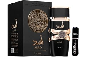Lattafa Asad Original 100ml Perfume Árabe Para Hombre Incluye Atomizador 5ml Lacosvi Recargable, Perfume Oriental Intenso De Larga Duración